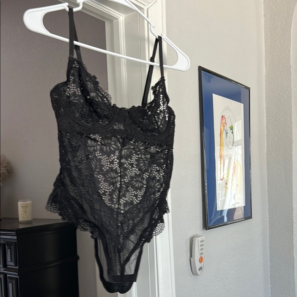 Elegant Black Lace Bodysuit NWT